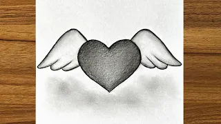 Download A cute heart with wing drawing || Cute drawing ideas for beginners || Step by step drawing MP3