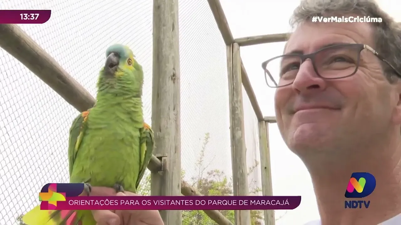 Visitantes do Parque Ecológico de Maracajá precisam seguir orientações ao interagir com os animais