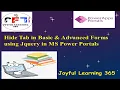 Hide Tab in Basic Advanced Forms using jQuery in MS Power Portals