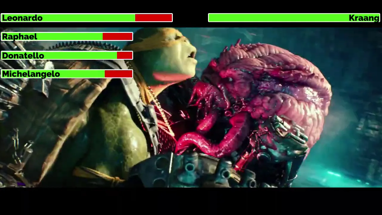 Teenage Mutant Ninja Turtles: Out of the Shadows (2016) Final Battle with healthbars