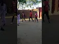 Children imitate the traditional dance of the Dinka tribe in South Sudan