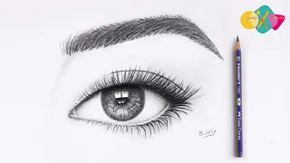 رسم سهل بالرصاص   تعلم كيف ترسم عين واقعية بالرصاص للمبتدئين    تعليم الرسم دندنها