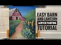 Barn Flowers Lantern Acrylic Painting Tutorial