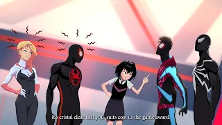 peni parker and miles and gwen and atsv reacts to miles and bully lowenthal suits 
