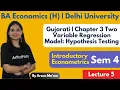 Two Variable Regression Model Hypothesis Testing Introductory Econometrics Gujarati Semester 4