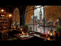 Cozy London Cafe Ambience on Rainy Autumn Day 🍂 Relaxing Jazz Piano & Rain Sounds for Reading, Work