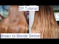 Brown to Blonde Ombre Hair Tutorial DIY Ombre
