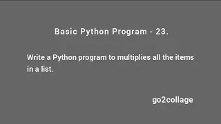 EP 23 Language Python Basic Program I go2collage