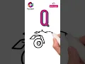 3D Letter Q for Quad Bike drawing and coloring for kids