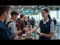 Download Lagu A beautiful Dubai international airport boarding gate, a professional female airline ground staff