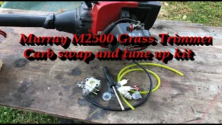 Murray M2500 grass trimmer carb swap and tune up kit install and review