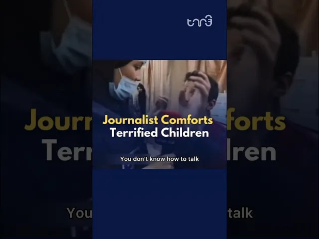 ⁣A journalist comforts a Palestinian boy after his mother was injured by an Israeli strike. #news