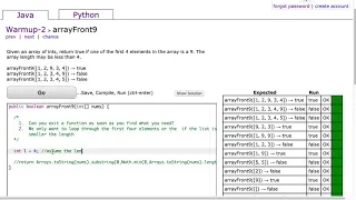 Codingbat - arrayFront9 Java