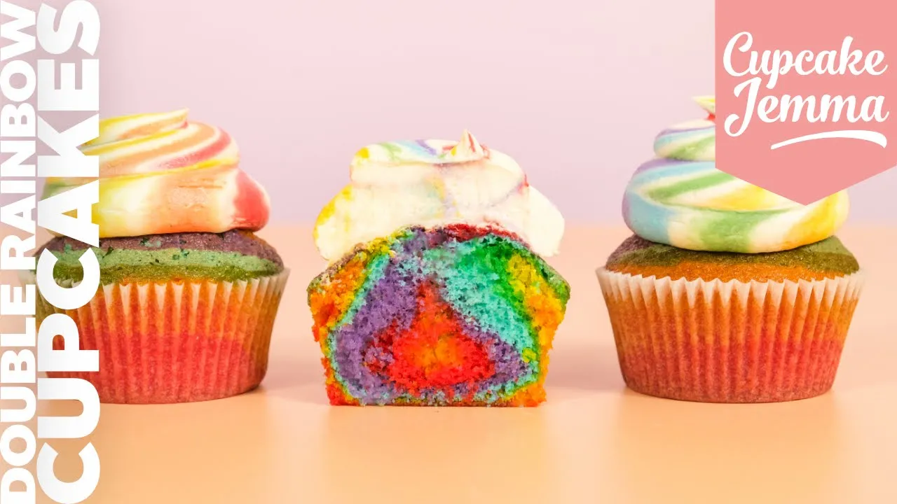 EPIC Double Rainbow Tie Dye Cupcakes   Cupcake Jemma