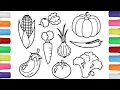 Learn Colors with Fresh Vegetables l Veges Coloring Pages l Colour for Kids l Educational l