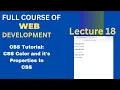 CSS Tutorial Colors In CSS it s Properties How to add colors in CSS Web Development Lecture