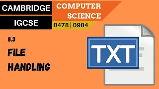 104 CAMBRIDGE IGCSE 0478-0984 8 3 The use of basic file handling operations