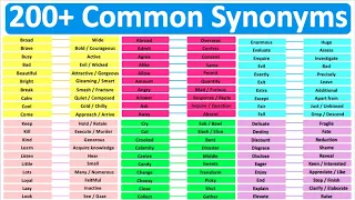 Synonyms Learn 200 Common Synonyms Improve English Vocabulary