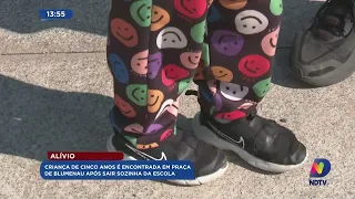 Criança de cinco anos é encontrada em praça de Blumenau após sair sozinha da escola