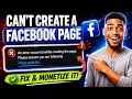 Can t Create a Facebook page in 2026 Fix it Then Monetize it