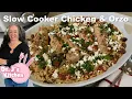 Mediterranean Chicken Orzo in a Slow Cooker Easy Healthy Crockpot Dinner Recipe