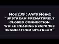 NodeJS AWS Nginx upstream prematurely closed connection while reading response header from upstre
