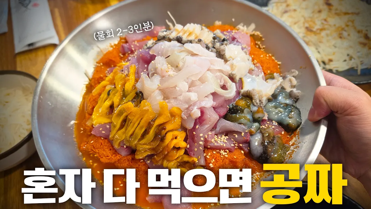 양이 미치도록 많다는 5만원 챌린지 물회, 돈 주고 사먹을만할까?(※내돈내산) 유튜브 영상 썸네일