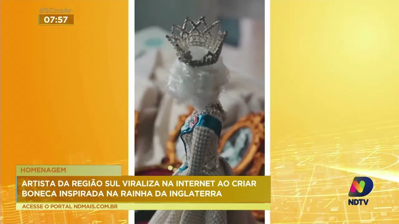 Artista de Imaruí, no Sul de Sc, cria boneca inspirada na rainha da Inglaterra