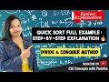 How Quick Sort Works STEP-BY-STEP with Example Quick Sort Algorithm Divide and Conquer