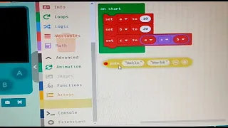 How to add two numbers in makecode arcade
