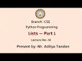 Python Programming Lists Part-1 AKTU Digital Education