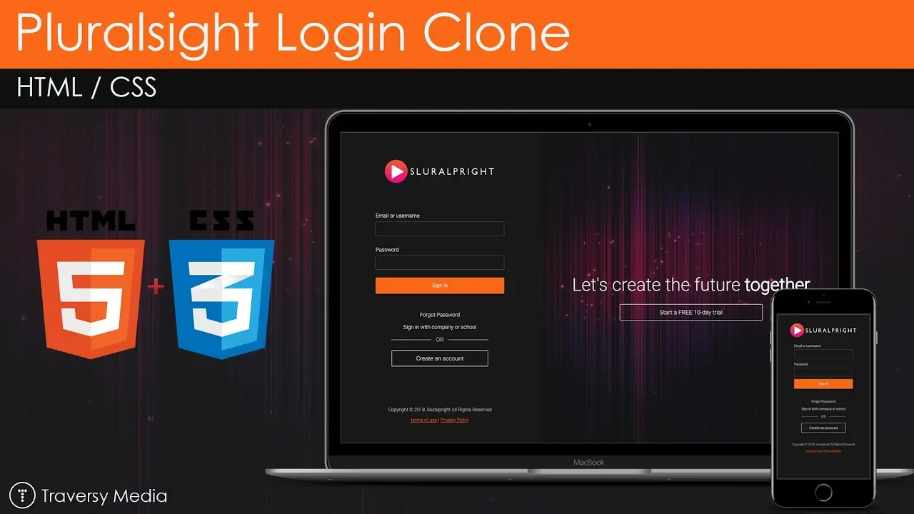 Pluralsight Login Page Clone - HTML & CSS