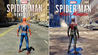 spider man remastered vs spider man miles morales physics and details comparison