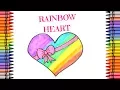 How to draw Rainbow Heart Coloring pages and creativity with colored makers Art Tip