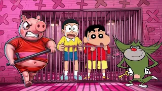 Shinchan And Nobita Escape PAPA PIG PRISON 🐷