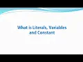3 What are Variables Constants Literals