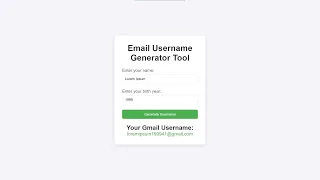 Email Username Generator Tool Using HTML CSS and JavaScript with Source Code
