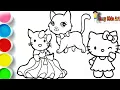 Hello Kitty Coloring Page for Kids Easy Cute Cat Drawing