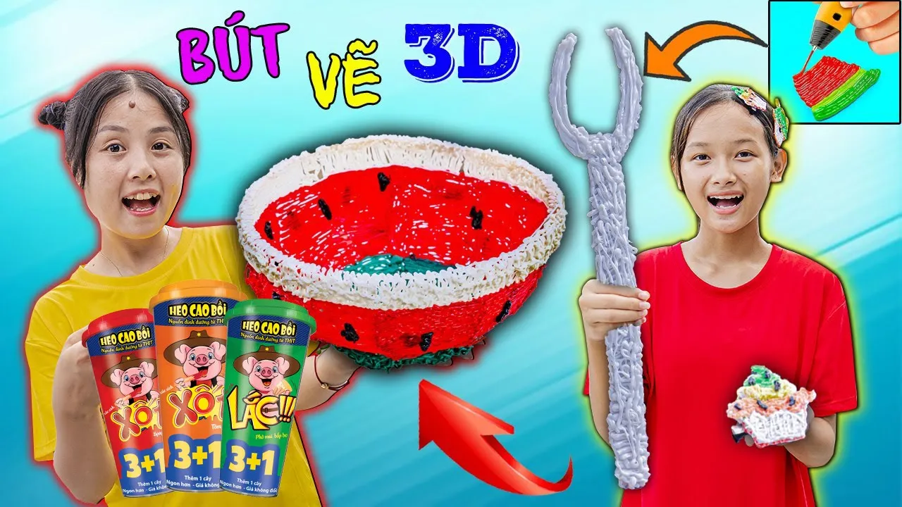 Sáng Tạo Với Bút 3D Cùng Ăn Xúc Xích Heo Cao Bồi Mới ❤ KN CHENO Chị Hằng