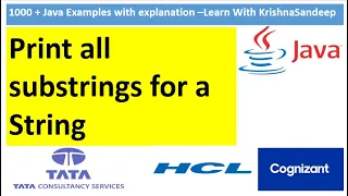 Java Program to print all substrings for a String Learn with Krishna Sandeep