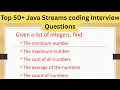 Top 50 Java Streams Coding Questions - Find min max sum average count of all the numbers