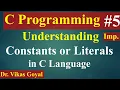 Constants Literals in C Language with Notes C Programming C Language