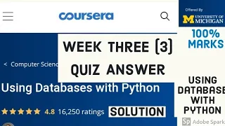 Using Database With Python week 3 quiz answer Multitable relational Sql week 3 quiz answer 2020