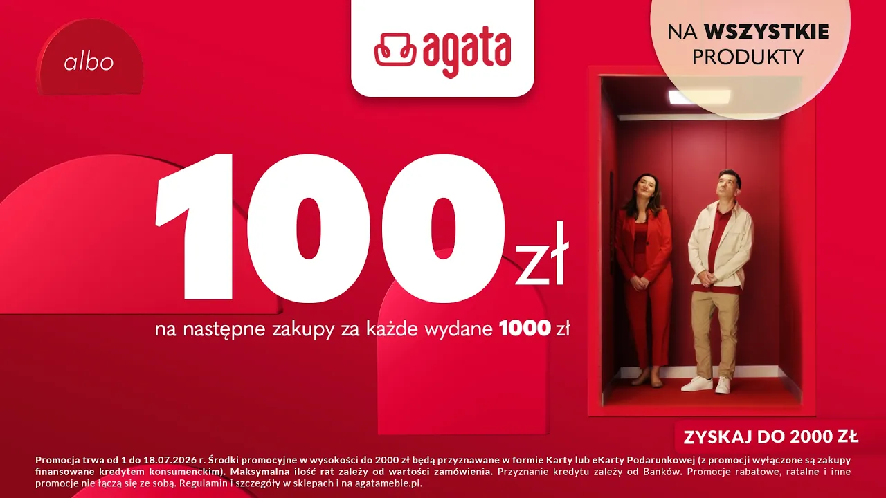 Salony Agata — Agata — 40 rat 0% or 100 zł discount (YouTube video ad)