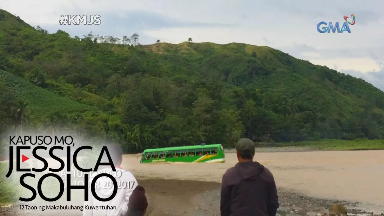 Kapuso Mo, Jessica Soho: Buwis buhay na pagtawid ng bus sa ilog, viral!