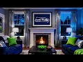 Seattle Seahawks fan cave fireplace ambience cozy pregame party background wallpaper