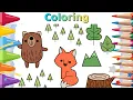 Cute Animals Coloring Pages for Kids How to Color Woodland Animals Easy