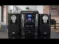Jensen JMC-1250 Bluetooth 3-Speed Stereo Turntable 3 CD Changer Music System with Dual Cassette Deck