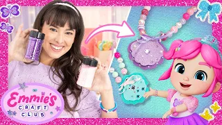 Fun & Easy DIY Mermaid Paper Craft! 🎨☀️ DIY Mermaid Seashell Necklace! | Emmie's Craft Club for Kids