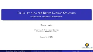 Ch 03 secs 1-4 if else Nested Decision Structures